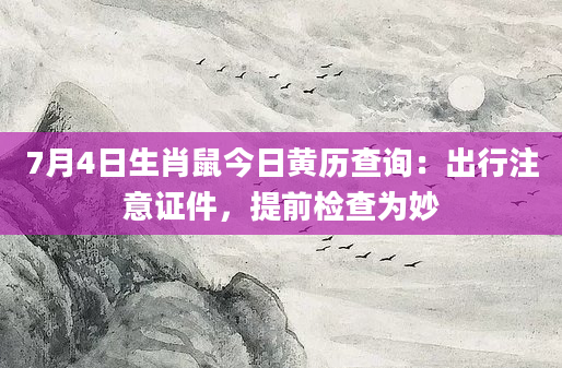 7月4日生肖鼠今日黄历查询:出行注意证件,提前检查为妙