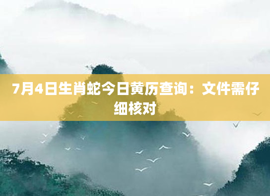 7月4日生肖蛇今日黄历查询:文件需仔细核对