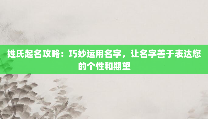 姓氏起名攻略:巧妙运用名字,让名字善于表达您的个性和期望
