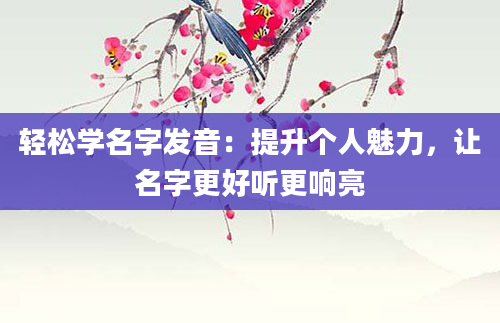 轻松学名字发音:提升个人魅力,让名字更好听更响亮