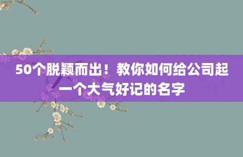 50个脱颖而出!教你如何给公司起一个大气好记的名字