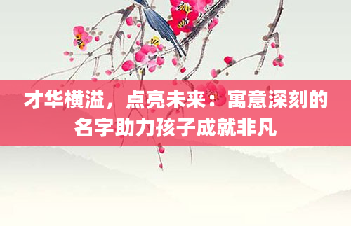 才华横溢,点亮未来:寓意深刻的名字助力孩子成就非凡