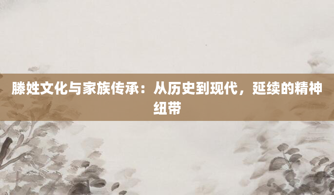 滕姓文化与家族传承:从历史到现代,延续的精神纽带