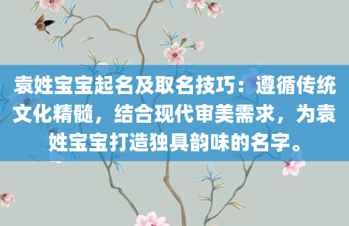 袁姓宝宝起名及取名技巧:遵循传统文化精髓,结合现代审美需求,为袁姓宝宝打造独具韵味的名字。