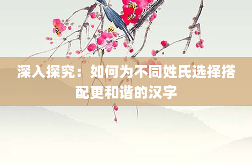 深入探究:如何为不同姓氏选择搭配更和谐的汉字