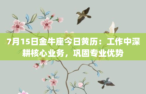 7月15日金牛座今日黄历:工作中深耕核心业务,巩固专业优势