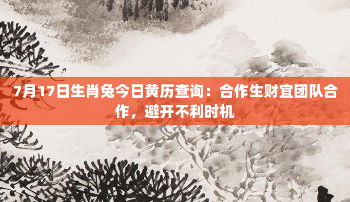 7月17日生肖兔今日黄历查询:合作生财宜团队合作,避开不利时机