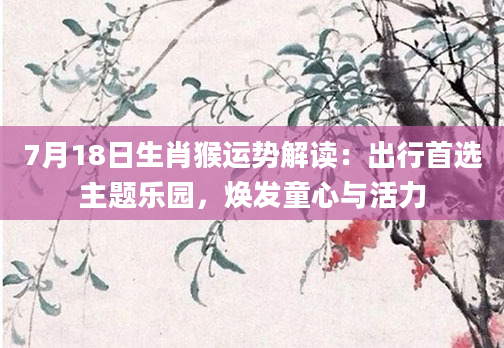 7月18日生肖猴运势解读:出行首选主题乐园,焕发童心与活力
