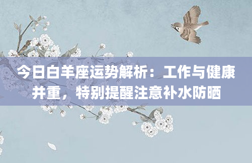 今日白羊座运势解析:工作与健康并重,特别提醒注意补水防晒