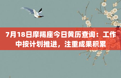 7月18日摩羯座今日黄历查询:工作中按计划推进,注重成果积累