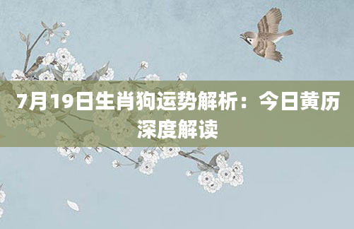 7月19日生肖狗运势解析:今日黄历深度解读