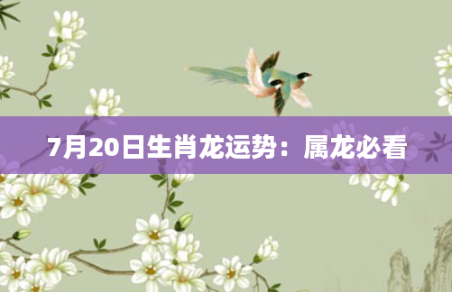 7月20日生肖龙运势:属龙必看