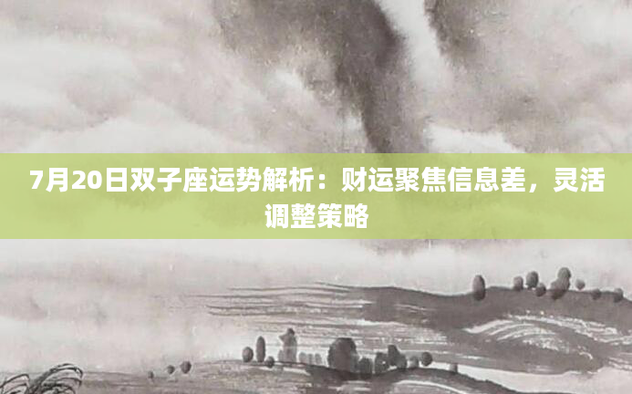 7月20日双子座运势解析:财运聚焦信息差,灵活调整策略