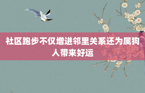社区跑步不仅增进邻里关系还为属狗人带来好运
