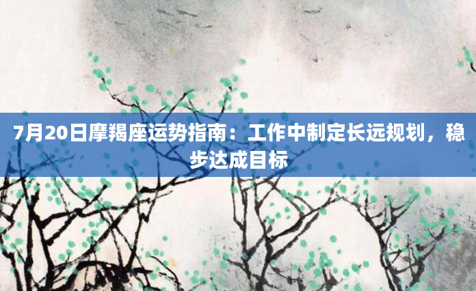 7月20日摩羯座运势指南:工作中制定长远规划,稳步达成目标