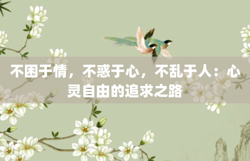 不困于情,不惑于心,不乱于人:心灵自由的追求之路