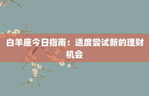 白羊座今日指南:适度尝试新的理财机会